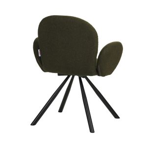 Armchair Garzele green plush fabric-black metal legs 68x66x82.5cm