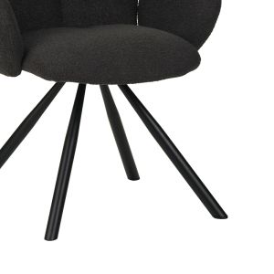 Garzele armchair dark gray plush fabric-black metal legs 68x66x82.5cm