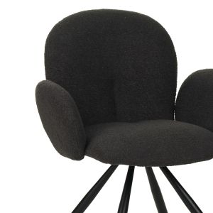 Garzele armchair dark gray plush fabric-black metal legs 68x66x82.5cm