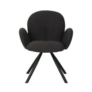 Garzele armchair dark gray plush fabric-black metal legs 68x66x82.5cm