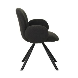 Garzele armchair dark gray plush fabric-black metal legs 68x66x82.5cm