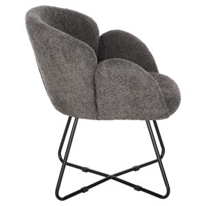 Armchair Harnis Hm9603,01 gray boucle with black metal base 82x62x72hcm