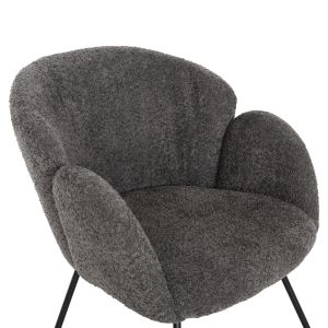 Armchair Harnis Hm9603,01 gray boucle with black metal base 82x62x72hcm