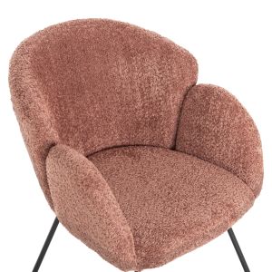 Armchair Harnis Hm9603,02 pink boucle with black metal base 82x62x72hcm