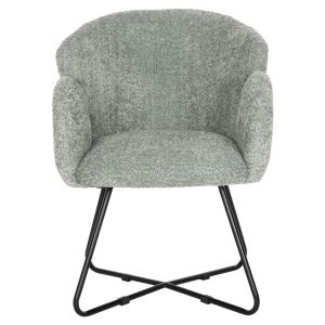 Armchair Harnis Hm9603,05 boucle pistachio color with black metal base 82x62x72hcm