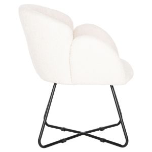 Armchair Harnis Hm9603,06 boucle ecru color with black metal base 82x62x72hcm