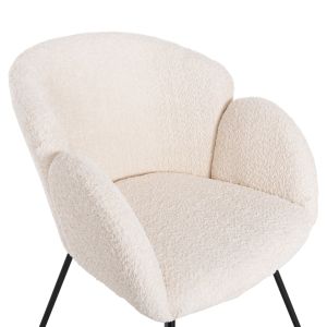 Armchair Harnis Hm9603,06 boucle ecru color with black metal base 82x62x72hcm