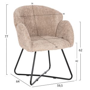 Armchair Harnis Hm9603,08 beige boucle with black metal base 82x62x72hcm