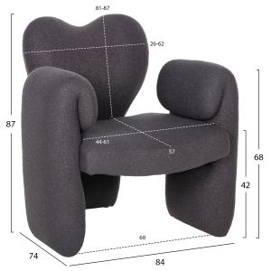 Armchair Hartt gray bouclé 84x74x87hcm Hm9777,01
