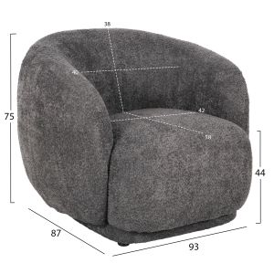 Armchair Karpen Freya Hm9600,01 gray bouclé 93x87x78hcm