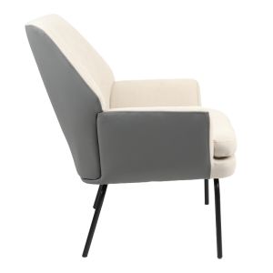 Kieran armchair, beige-gray fabric, black legs, 67x89x86cm