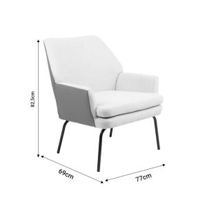 Kieran armchair, beige-gray fabric, black legs, 67x89x86cm