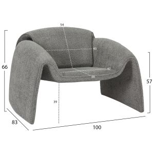 Armchair Laforge Hm9679,01 gray plush boucle 100x83x66cm