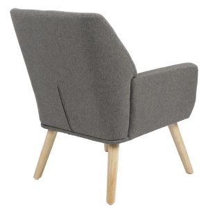 Likable armchair with plush anthracite fabric and wooden legs 67x89x86cm