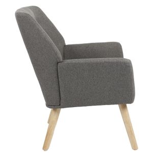Likable armchair with plush anthracite fabric and wooden legs 67x89x86cm