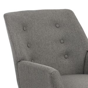 Likable armchair with plush anthracite fabric and wooden legs 67x89x86cm