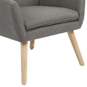 Likable armchair with plush anthracite fabric and wooden legs 67x89x86cm