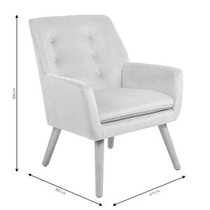 Likable armchair with plush anthracite fabric and wooden legs 67x89x86cm