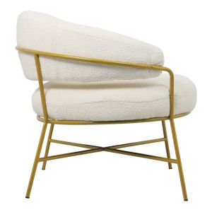 Malu armchair, cream-colored boucle with gold frame, 84x79x76cm