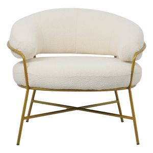 Malu armchair, cream-colored boucle with gold frame, 84x79x76cm