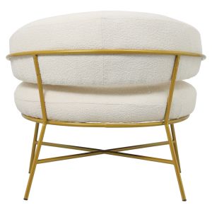 Malu armchair, cream-colored boucle with gold frame, 84x79x76cm