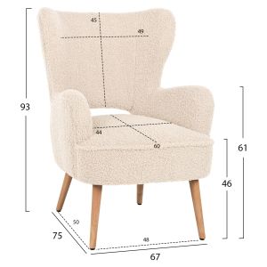 Кресло Mylie Hm8394,23 букле цвят екрю 66x75x93hcm