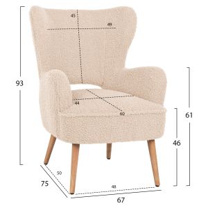 Кресло Mylie Hm8394,23 бяло букле 66x75x93hcm