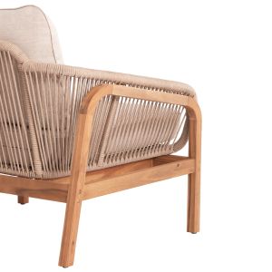 Oasis Biege armchair Sm6226 tropical acacia wood-aluminum and beige rope 92x80x71.5-82cm garden set 4 pieces Orion Corner Sm6191.02 white aluminum and beige olefin