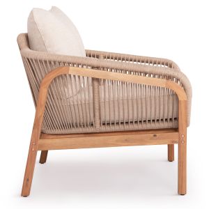 Oasis Biege armchair Sm6226 tropical acacia wood-aluminum and beige rope 92x80x71.5-82cm garden set 4 pieces Orion Corner Sm6191.02 white aluminum and beige olefin