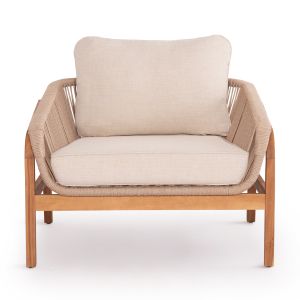Oasis Biege armchair Sm6226 tropical acacia wood-aluminum and beige rope 92x80x71.5-82cm garden set 4 pieces Orion Corner Sm6191.02 white aluminum and beige olefin