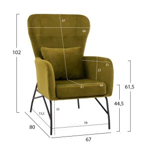 Olive armchair with black metal legs Hm8721,13