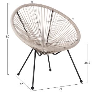 Кресло Outdoor Nest-type Acapulco Hm5872,03 черен метал - синтетичен ратан в екра 71x72x80cm
