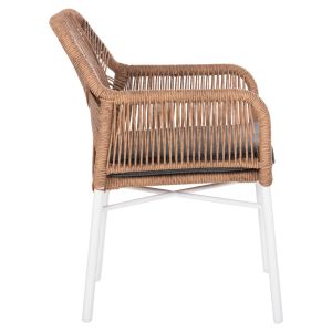Armchair Outdoors Topin Hm6048,01 aluminum white - Pe rattan light brown - cushion gray 58x60x83cm