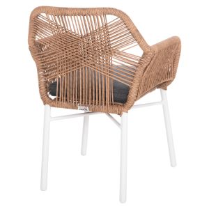 Armchair Outdoors Topin Hm6048,01 aluminum white - Pe rattan light brown - cushion gray 58x60x83cm