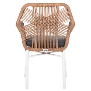 Armchair Outdoors Topin Hm6048,01 aluminum white - Pe rattan light brown - cushion gray 58x60x83cm