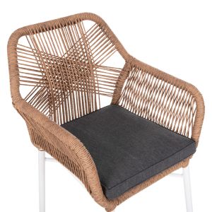 Armchair Outdoors Topin Hm6048,01 aluminum white - Pe rattan light brown - cushion gray 58x60x83cm