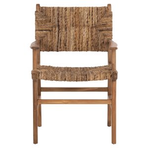 Armchair Professional Solid Teak Wood And Rush-matt 57.5x59x87cm Hm9400.11