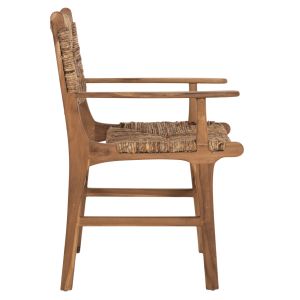 Armchair Professional Solid Teak Wood And Rush-matt 57.5x59x87cm Hm9400.11