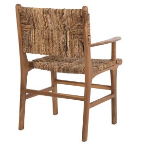 Armchair Professional Solid Teak Wood And Rush-matt 57.5x59x87cm Hm9400.11