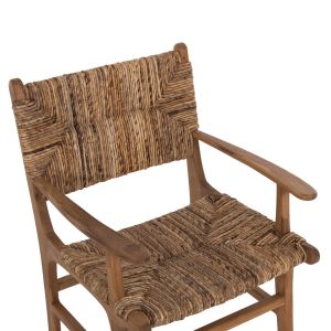 Armchair Professional Solid Teak Wood And Rush-matt 57.5x59x87cm Hm9400.11