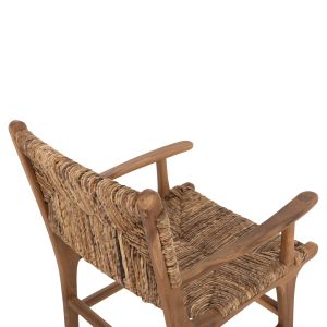 Armchair Professional Solid Teak Wood And Rush-matt 57.5x59x87cm Hm9400.11