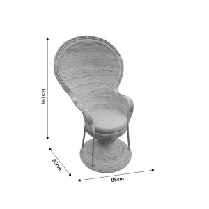 Armchair Rea natural rattan with beige cushion 85x85x141cm