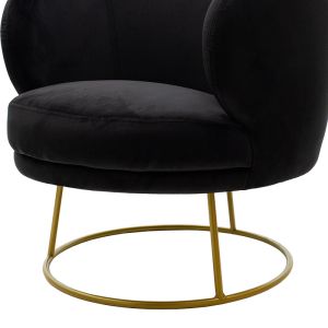 Rony armchair pakoworld in black velvet 78x75x82cm