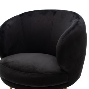 Rony armchair pakoworld in black velvet 78x75x82cm