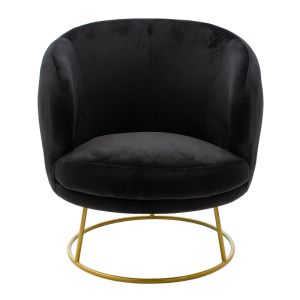 Rony armchair pakoworld in black velvet 78x75x82cm