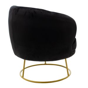 Rony armchair pakoworld in black velvet 78x75x82cm
