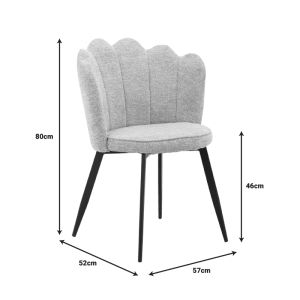 Armchair Rosalia fabric gray-black metal leg 57x52x80cm