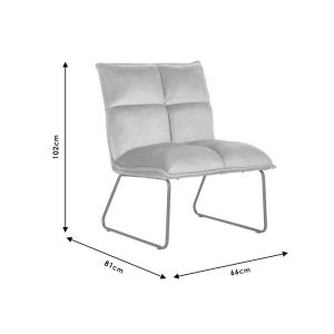 Skyler gray plush armchair 66x81x102cm