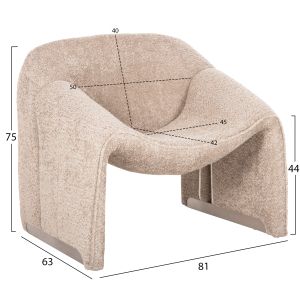Spiner armchair beige boucle 81x64x74hcm Hm9599.08