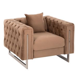 Armchair T,chesterfield Mobar Hm3261,03 beige plush with metal legs 99x86,5x77hcm